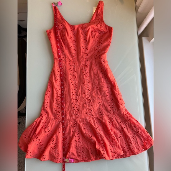 White House Black Market Orange/Salmon 100% Cotton Dress - Picture 8 of 11